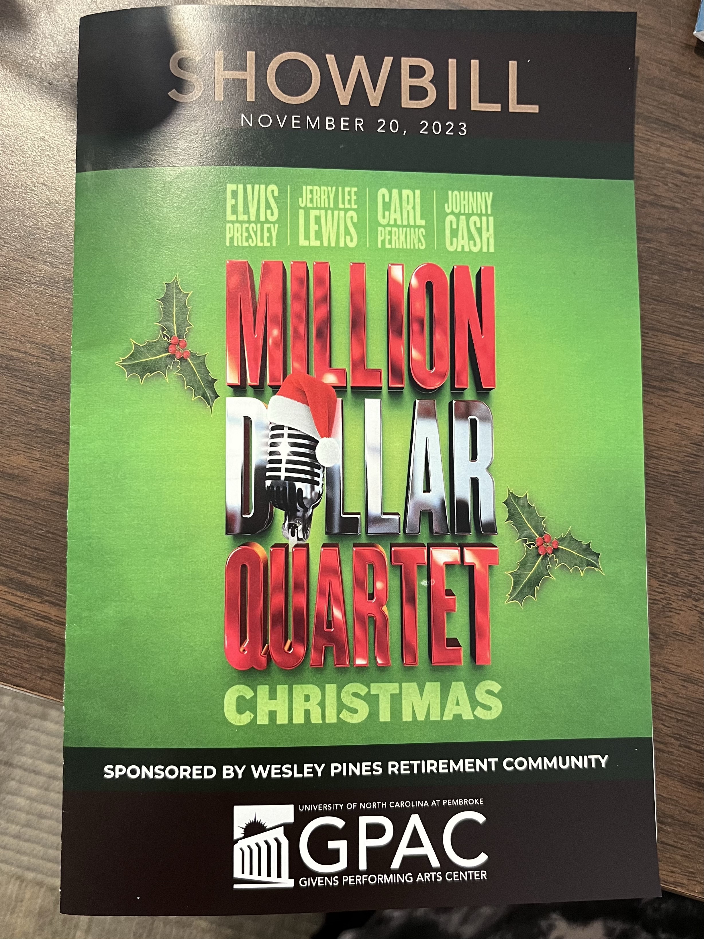 Showbill for Givens Performing Arts Theater